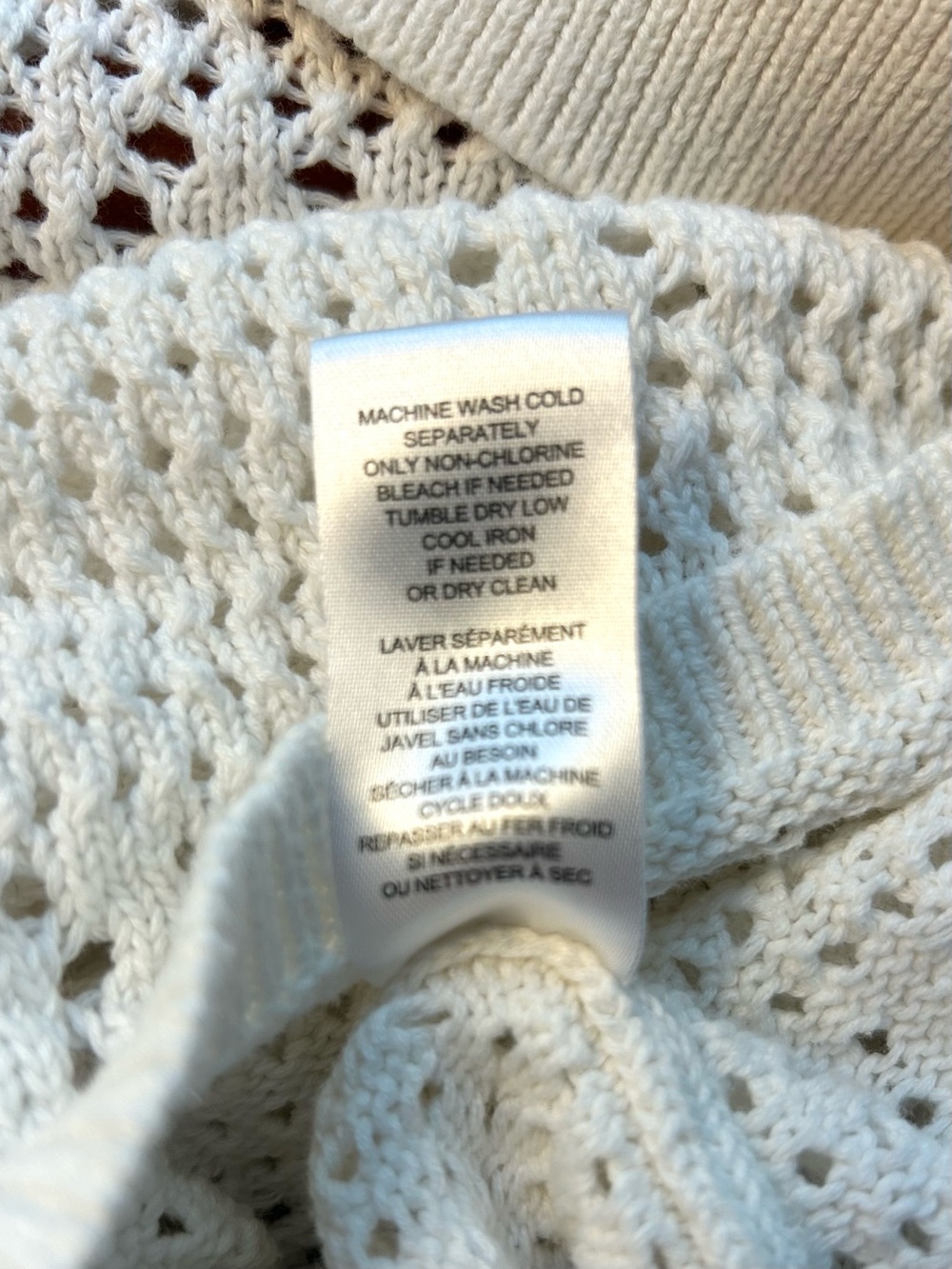 Tahari White Crochet Short Sleeve Polo Top - Picture 5 of 6